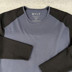 BYLT Basics Shirt Men's M Blue Long Sleeve Drop Cut Baseball Stretch Athlete
